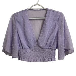 Fairy Whimsical Style Crop Top Plunging Neckline Flowy Slimming Y2K Shirt